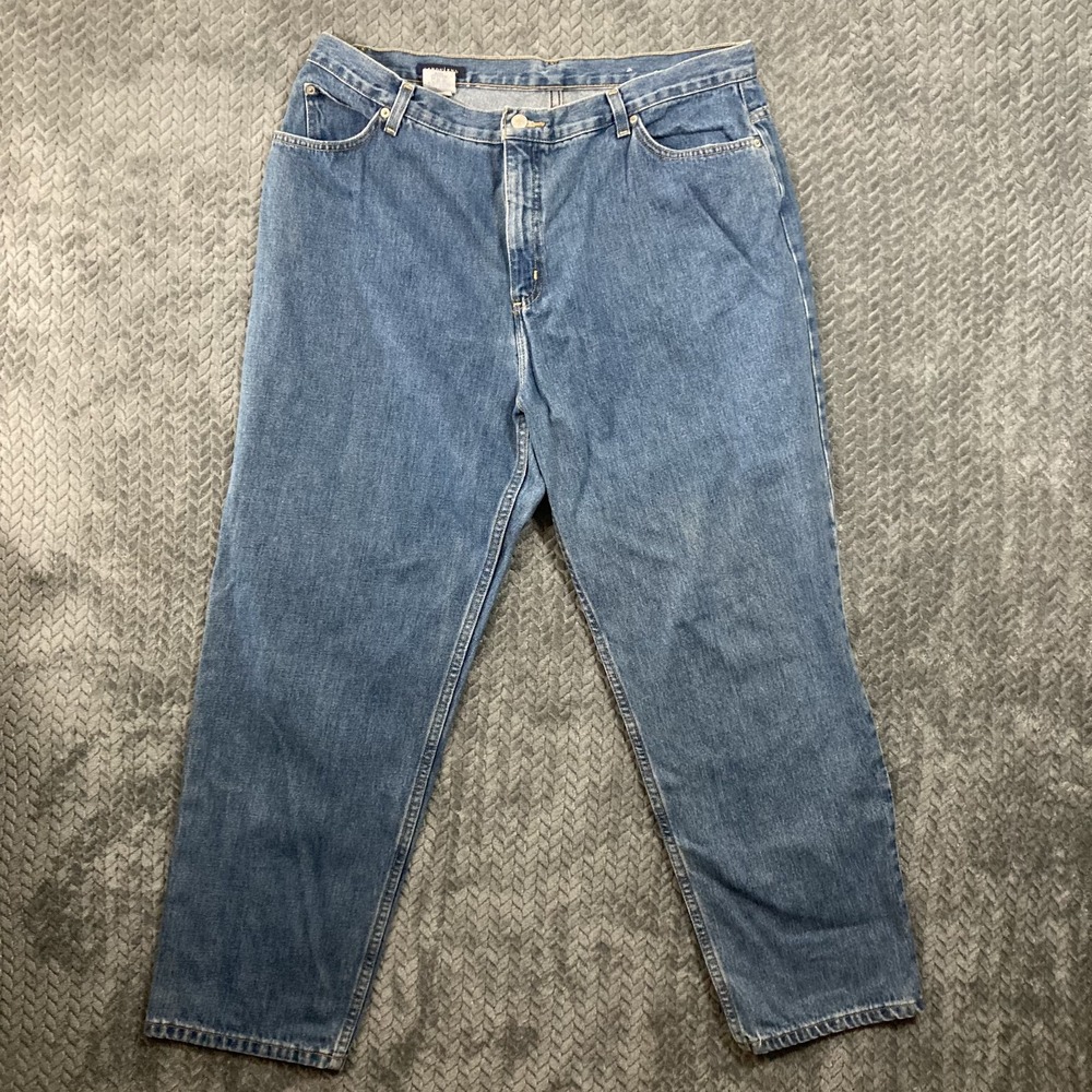 Lands End Relaxed Fit Tapered Leg Jeans Women's 18W Blue Medium Wash Denim Plus